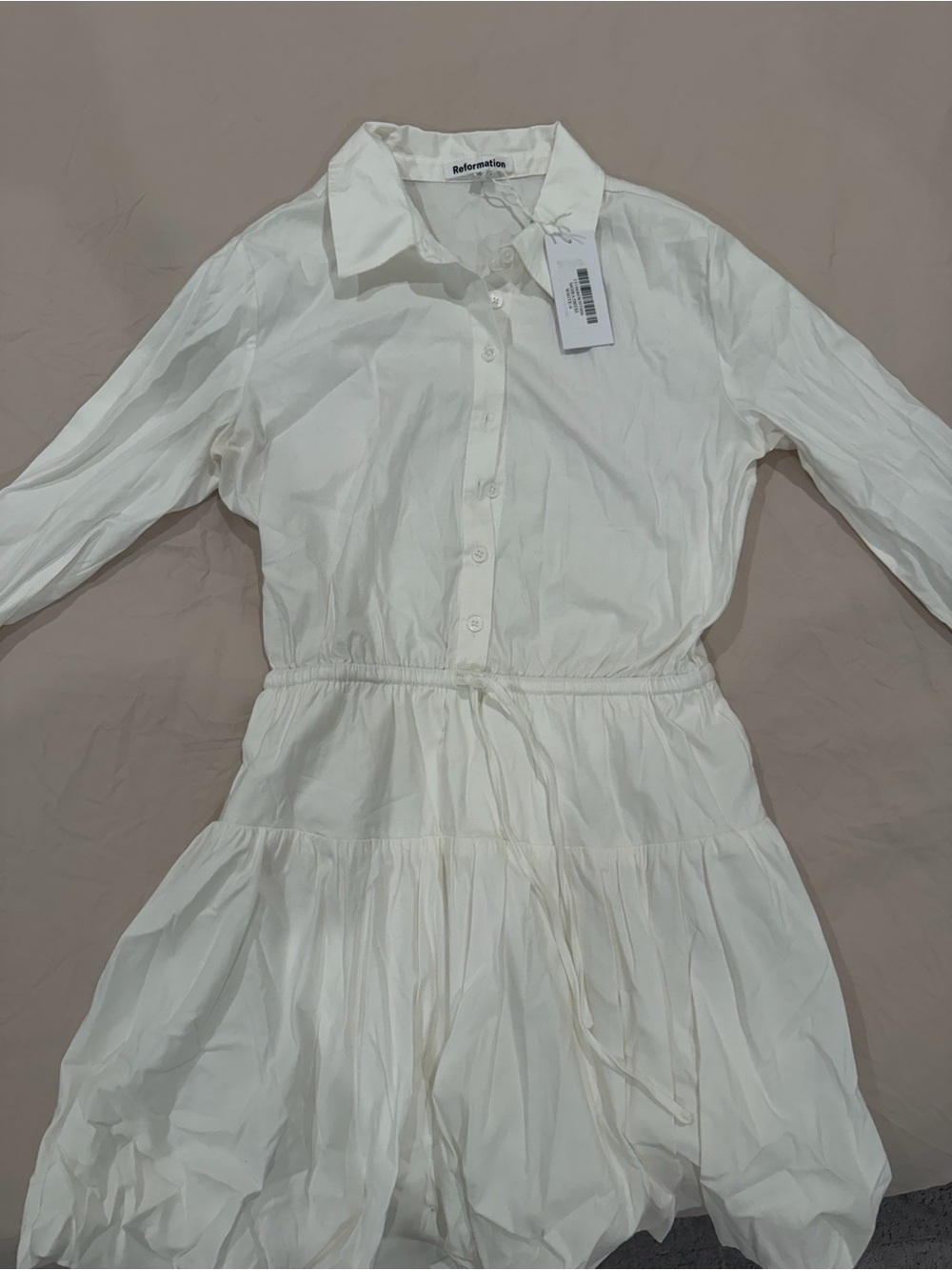 Reformation White Button-Front Shirt Dress - Picture 4 of 5